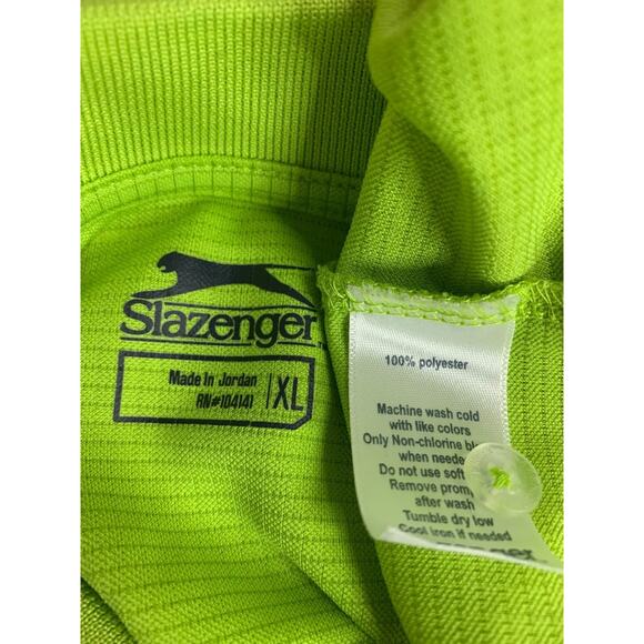 XL Slazenger Mens Polo Golf Shirt Short Sleeve Lime Green - Picture 9 of 9